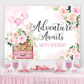 Blumenballon Abenteuer erwartet Geburtstagshintergrund